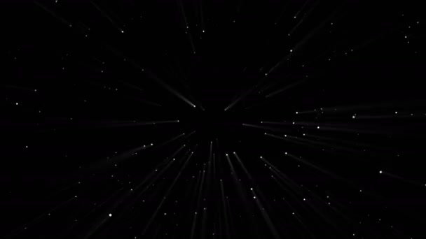 Many ray particles are in dark space, glowing effect, 3d render computer generated futuristic background — Stock Video