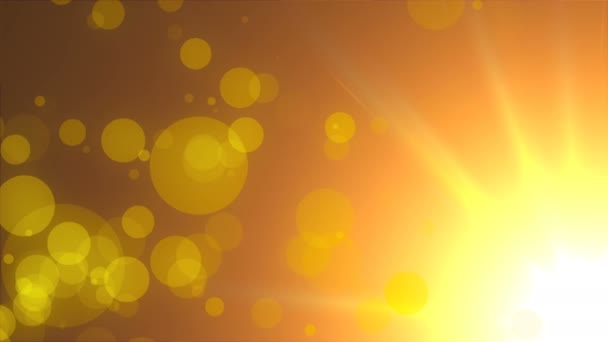 Lichtbrechung der warmen Sonne - Strahlung, Himmel und fliegende Teilchen, moderner abstrakter Hintergrund, computergenerierte 3D-Darstellung — Stockvideo