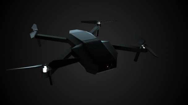 Moderne brillant croissant quadcopter, rendu 3d pour la technologie, la science montrant, généré par ordinateur — Video
