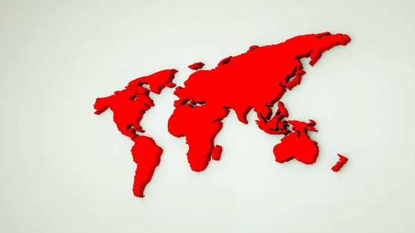 Mapa mundial global, 3d plano mapa de la Tierra están en la pared, globo símbolo del mapa del mundo, 3d renderizar fondo generado por ordenador — Foto de Stock