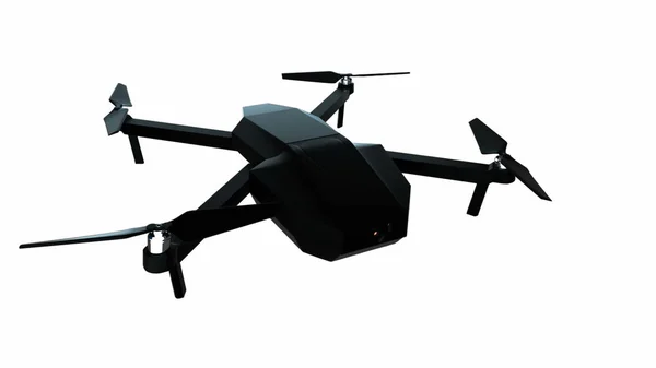 Quadricóptero ascendente brilhante moderno, renderização 3d para tecnologia, exibição de ciência, gerado por computador — Fotografia de Stock