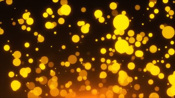 Viele goldene glitzernde Kreise sind im Raum, Urlaub 3D-Renderhintergrund, goldene Explosion von Konfetti — Stockvideo