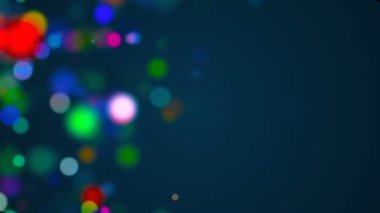 Güzel çok renkli kutlama parçacıkları uzayda, sığ alan derinliği, bokeh etkisi, soyut arkaplan, üç boyutlu görüntüleme