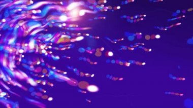 Uçan ışıkların boşluktaki parlak nokta soyutlaması, modern bilgisayar tarafından oluşturulan arkaplan, 3D görüntüleme arkaplanı