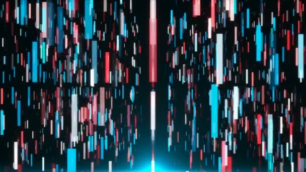 Abstract vertical colored stripes are in space - abstraction of data communication, computer generated background, 3D render — Stock Video