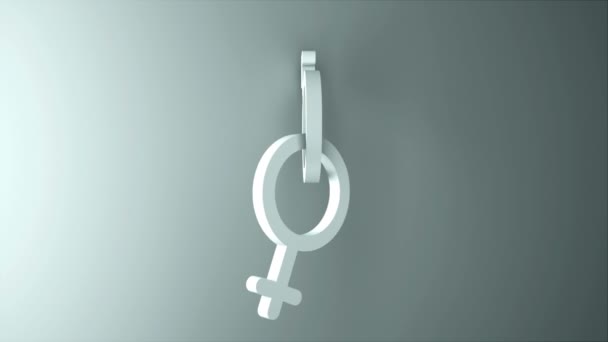 Símbolo hombre y mujer, símbolo de conexión y amor, fondo de representación 3d, generado por computadora — Vídeo de stock