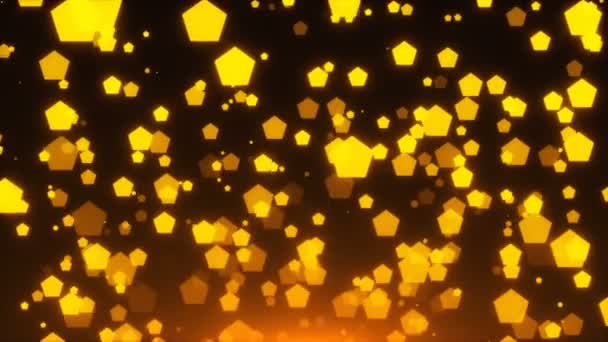 Wiele Złote Błyszczące Pentagones Przestrzeni Wakacje Tła Renderowania Złoty Wybuch — Wideo stockowe