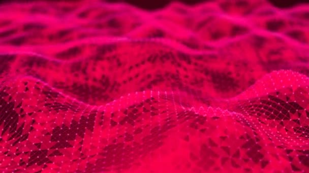 Fantastische driehoeken abstracte verbinding, effect van zee golven of stof, verbindingsstructuur achtergrond — Stockvideo