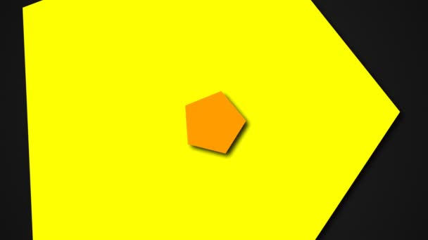 Flat geometric shapes - colored pentagons with shadows in space, 3d render, computer generated background — Stock Video