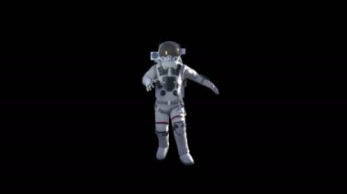 Astronot modern scaphandre gidip alana, 3d render arka plan beyaz bilgisayar zemin oluşturulur.