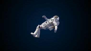 Astronot modern scaphandre gidip alana, 3d render arka plan beyaz bilgisayar zemin oluşturulur.