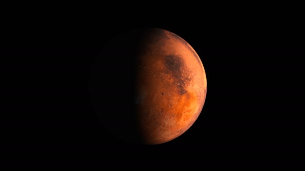 Κόκκινο πλανήτη Άρη μέσα στο σκοτάδι της cosmos μέρος του ηλιακού συστήματος, 3d χώρο render, υπολογιστών που δημιουργούνται — Αρχείο Βίντεο