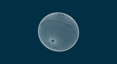 kafes etkisi, noktalı soyut bağlantıları ile 3D küre vardır alanı, trasparent gezegen, vektör çizim