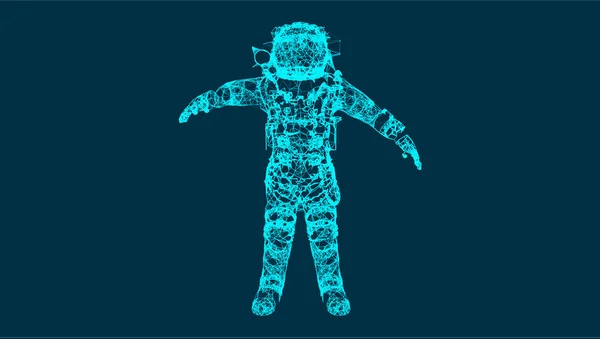 Abstraction avec astronaute dans l'espace, composée de lignes et de formes, concept de connexion filaire, illustration vectorielle — Image vectorielle