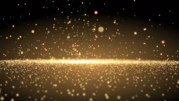 Muitas partículas de redemoinho brilhantes voam no espaço, férias e fundo de renderização 3D festivo, gerado por computador — Vídeo de Stock