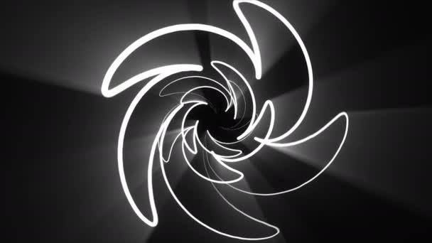 Abstract wervelwind zeester vorm tunnel verlichting, bewegen in de ruimte, 3d computer gegenereerde achtergrond — Stockvideo