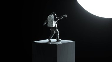 Uzayda beyaz modern scaphandre astronot, 3D render arka plan, bilgisayar zemin oluşturulan