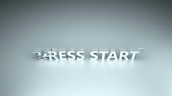 3D text - Press start s platností závady jsou na povrchu, podklad pro herní design — Stock fotografie