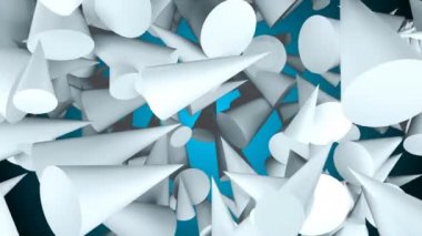 Birçok 3d konileri karanlık uzayda, basit şekiller, bilgisayar render zemin ile modern soyutlama