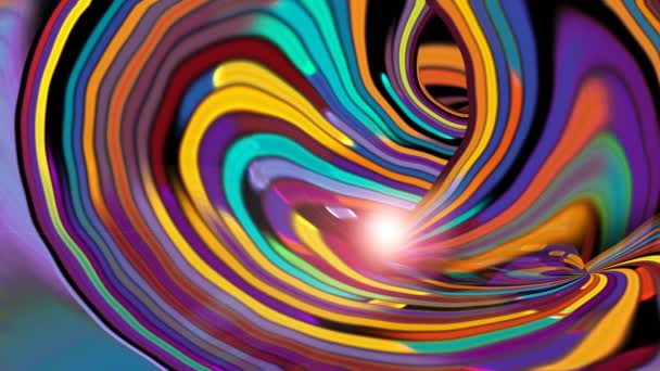 Colorful linear abstraction in the space, background with bright semicircular lines, 3d render backdrop — Stock Video