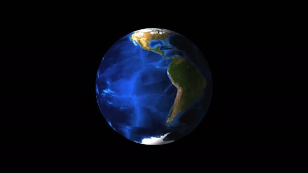 Bright Earth Globe in de donkere lege ruimte, 3D render achtergrond, computer gegenereerde achtergrond — Stockvideo