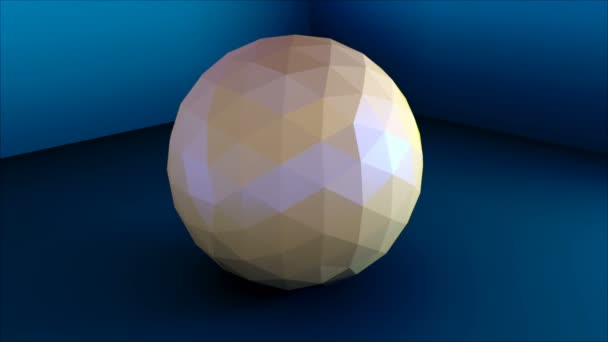 Low poly sphere is in the corner, simple shape, 3d rendering modern background — Stock Video