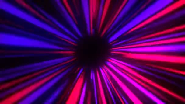 Abstrato misterioso raios túnel, movendo-se no espaço e no tempo, distorção do espaço, 3d render — Vídeo de Stock