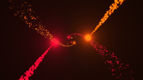 エネルギースパイラル粒子は、空間内にあり、現代の抽象的な3Dレンダリングの背景、コンピュータ生成された背景 — ストック動画