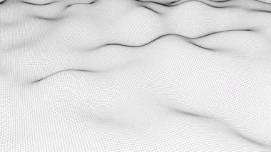 Siyah çizgileri olan dalgalı kablo, sıvı yüzey taklidi, 3D oluşturulmuş bilgisayar oluşturma arkaplanı