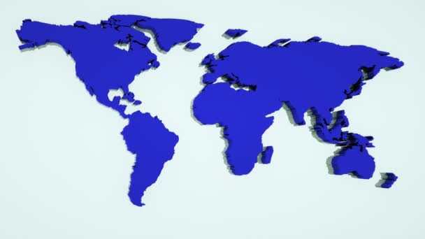 Global världskarta, 3D platt jordkarta finns på vägg, glob världskarta symbol, 3D render datorgenererad bakgrund — Stockvideo