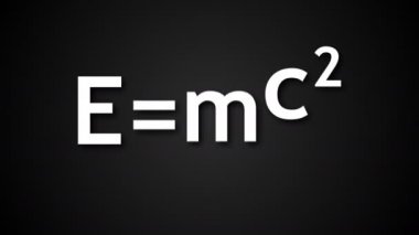 E mc2 Albert Einsteins fiziksel formülü siyah arka plan, kütle-enerji eşdeğerliği üzerindedir
