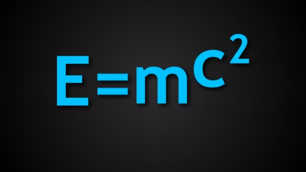 E mc2 Albert Einsteins formule physique sont sur fond noir, l'équivalence masse-énergie — Video