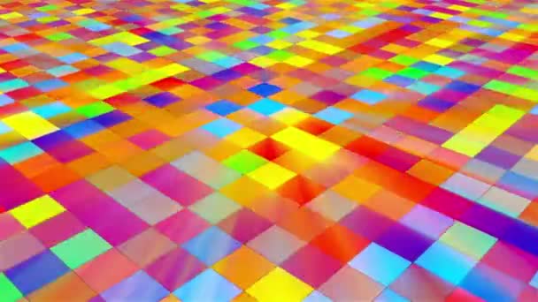 Disco vloer met heldere pleinen, 3D renderen abstractie, computer gegenereerde achtergrond voor het nachtleven creatief — Stockvideo