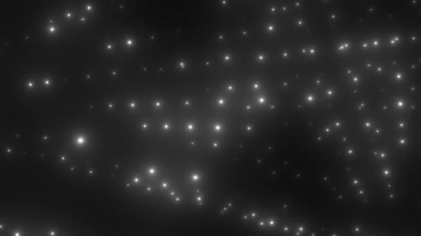 Mnoho řad abstraktních reflektorů je v prostoru s mlhou, prostorové vykreslení počítače generované pozadím — Stock video