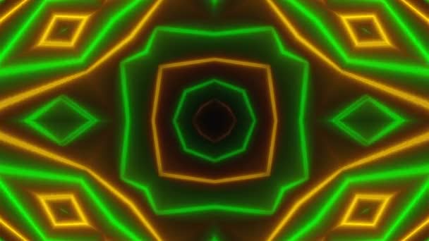 Belle symétrie abstraite kaléidoscope avec des lignes brillantes néon, 3d rendu toile de fond, ordinateur générant arrière-plan 