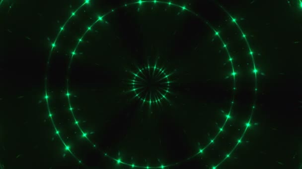 Фрактальные светящиеся огни в темноте, 3D рендеринг компьютера генерирующий фон — стоковое видео