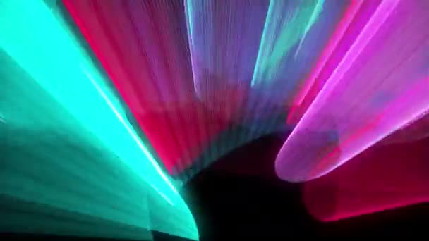 Lézer show absztrakció élénk színek, 3D renderelés számítógéppel generált háttér — Stock videók