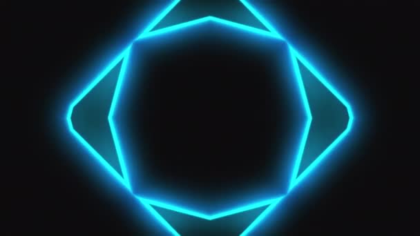 Bellissimo caleidoscopio astratto di simmetria con linee al neon lucide, sfondo di rendering 3d, sfondo generatore di computer — Video Stock