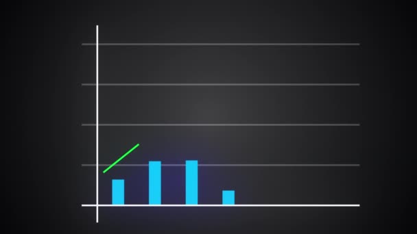 Rosnący wykres słupkowy z rosnącą strzałką, wykres prognozy finansowej, generowany komputer renderowania 3D — Wideo stockowe