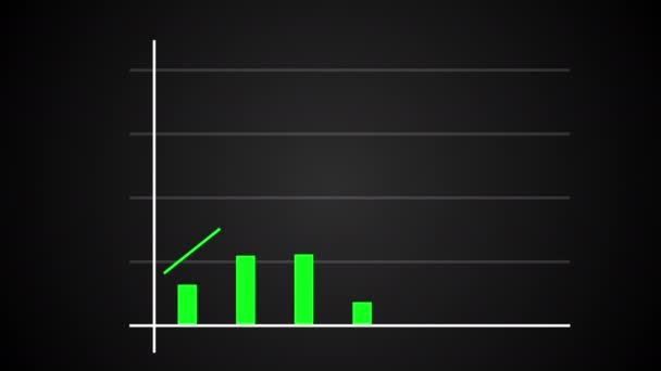 Gráfico de barras crescente com seta ascendente, gráfico de previsão financeira, 3d renderizar computador gerado — Vídeo de Stock