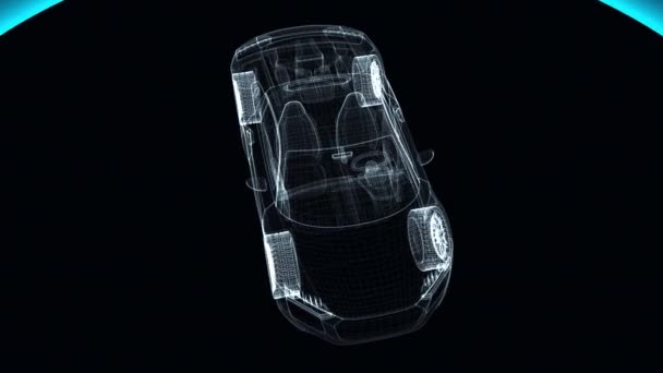 Абстрактно прозрачный современный автомобиль, 3D-рендеринг компьютерного фона — стоковое видео