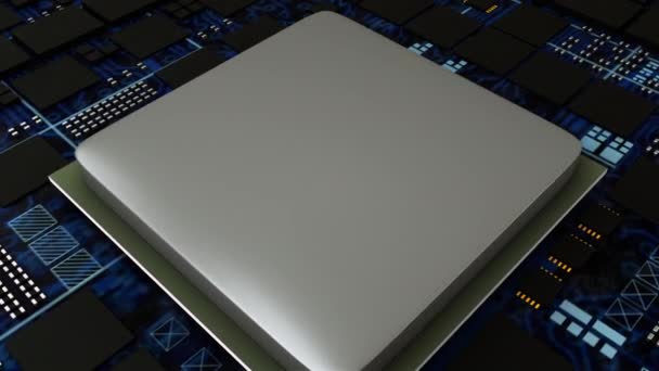 Płytkę drukowaną, centralny komputer procesory Cpu koncepcja, zbliżenie cyfrowe chip płyty głównej, 3d tła — Wideo stockowe
