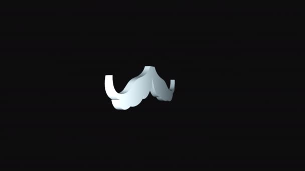 シンプルな3D口ひげは、空間にある、これはヒップスターのシンボル、3Dレンダリングコンピュータ生成された背景です — ストック動画