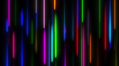 Birçok dikey neon aydınlatma hatları, soyut bilgisayar oluşturulan fon, 3d render