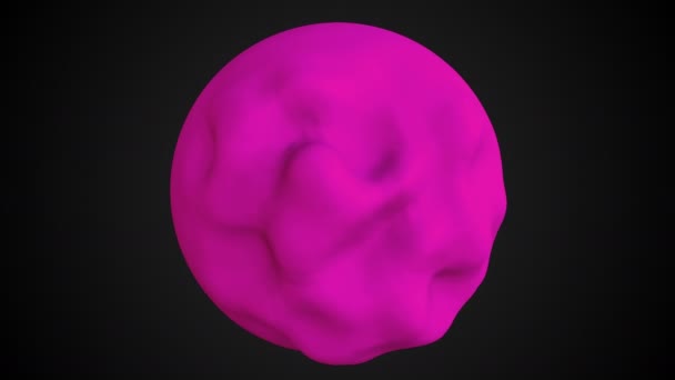 3D abstraktní koule s přestavění je v tmavém prostoru, prostorové vykreslení počítače generované pozadím — Stock video