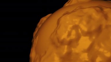 Deplasman ile 3d soyut küre karanlık uzayda, 3d render bilgisayar oluşturulan arka plan