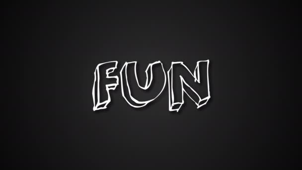 Смішний текст Веселощі з кадром, як черв'яки, тло 3d рендеринга, створений комп'ютером фон для щасливого творчого — стокове відео