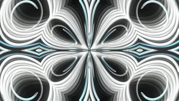 Fondo de caleidoscopio hermoso abstracto con líneas brillantes como pétalos, fondo generado por computadora de renderizado 3d — Vídeo de stock