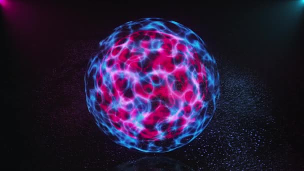 3d абстрактная магическая сфера находится в темном пространстве, 3D рендеринг компьютера сгенерированный фон — стоковое видео