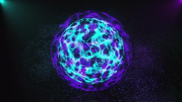 3d abstrakcyjna kula magii jest w ciemnej przestrzeni, 3D renderowania komputera generowane tło — Wideo stockowe